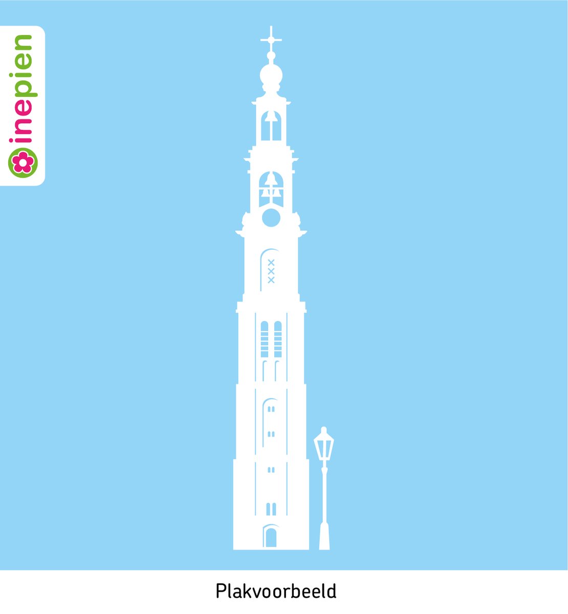 Inepien | herbruikbare raamsticker | Westertoren | wit